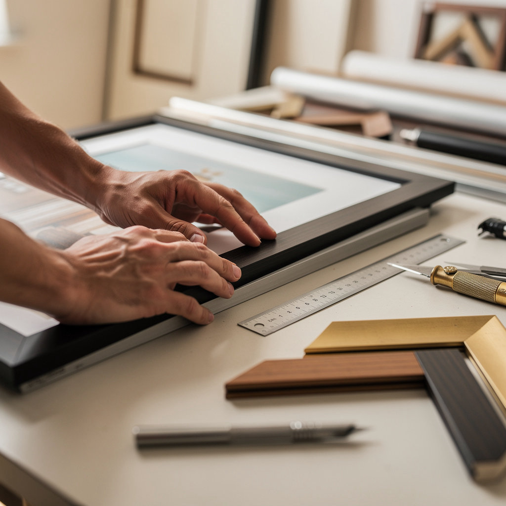 Distinctive Framing N Art interior wall design project in Santa Barbara showcasing custom art arrangement and framing